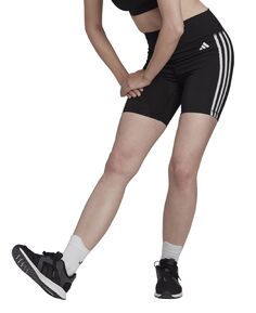 Женские короткие леггинсы с высокой талией и тремя полосками training essentials adidas, черный