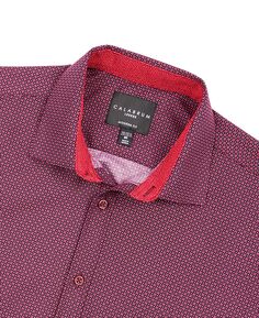 Мужская аккуратная классическая мини-рубашка стандартного кроя без утюга стрейч Calabrum, красный