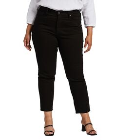 Плюс размер infinite fit один размер подходит для четырех прямые джинсы с высокой посадкой Silver Jeans Co., черный
