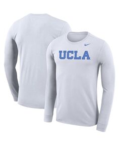 Мужская белая футболка с длинным рукавом ucla bruins school wordmark logo performance legend Nike, белый