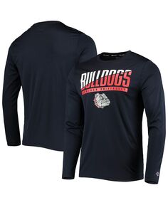 Мужская темно-синяя футболка с длинным рукавом gonzaga bulldogs wordmark slash Champion, синий