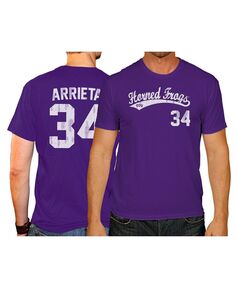 Мужская бейсбольная футболка jake arrieta purple tcu horned frogs ncaa Original Retro Brand, фиолетовый