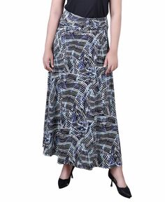 Женская длинная юбка-трапеция missy с искусственным поясом спереди и кольцом NY Collection, мульти