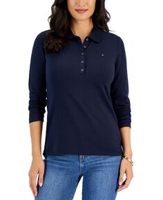 Женская рубашка-поло с длинными рукавами и логотипом Tommy Hilfiger, мульти