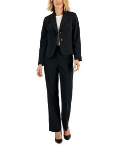 Женский брючный костюм в тонкую полоску с двумя пуговицами, стандартный и миниатюрный Le Suit, черный