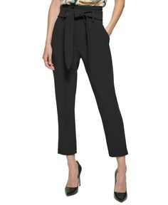 Женские брюки прямого кроя с завышенной талией и высокой посадкой DKNY, черный