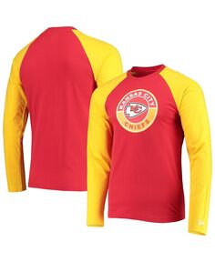 Мужская красно-золотая футболка с длинным рукавом реглан kansas city chiefs league New Era, мульти