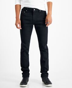 Мужские однотонные черные выстиранные джинсы со средней посадкой зауженного кроя GUESS, мульти