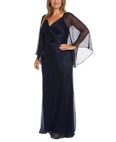 Женское платье с вырезом сердечком и драпированным рукавом с иллюзией Nightway, синий