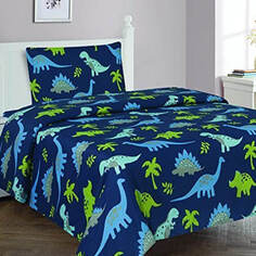 Комплект постельного белья Elegant Home Kids Dinosaurs, 3 предмета, синий/мультиколор/зеленый