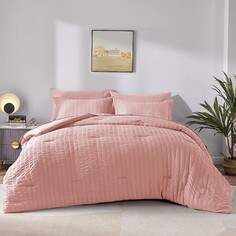 Комплект двуспального постельного белья CozyLux Queen Comforter, 7 предметов, розовый