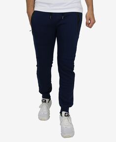 Мужские приталенные флисовые спортивные штаны для бега с термосвариваемыми карманами на молнии Blu Rock, синий