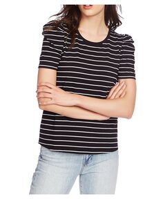 Женская футболка с короткими рукавами в классическую полоску и пышными рукавами Court &amp; Rowe, черный