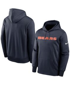 Мужская темно-синяя толстовка с капюшоном chicago bears fan gear wordmark performance pullover Nike, синий