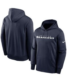 Мужской пуловер с капюшоном с капюшоном для колледжа темно-синего цвета seattle seahawks fan gear wordmark performance Nike, синий