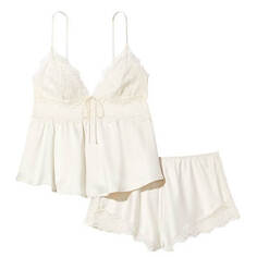 Комплект Victoria&apos;s Secret Stretch Lace &amp; Satin Cami, белый