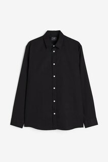 Рубашка H&amp;M Regular Fit Linen-blend, чёрный H&M