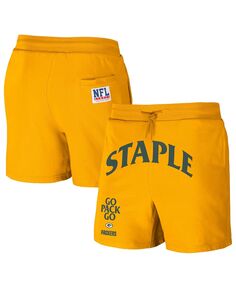 Мужские шорты nfl x staple yellow green bay packers new age throwback vintage-like wash fleece short NFL Properties