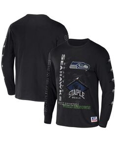 Мужская футболка nfl x staple black seattle seahawks с длинным рукавом с мировым именем NFL Properties, черный