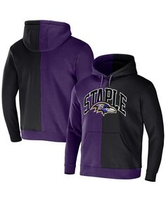 Мужская толстовка с капюшоном nfl x staple purple, black baltimore ravens split logo NFL Properties, мульти