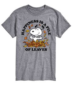 Мужская футболка с коротким рукавом peanuts pile of leaves AIRWAVES, серый