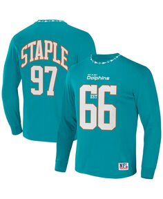 Мужская футболка nfl x staple teal miami dolphins core с длинным рукавом в стиле джерси NFL Properties, бирюзовый