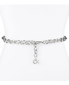 Женский серебристый ремень-цепочка с подвеской-логотипом Calvin Klein, серебряный