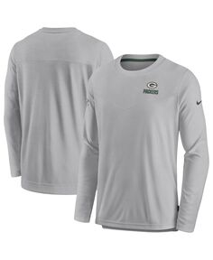 Мужская серая футболка с длинным рукавом green bay packers sideline lockup performance Nike, серый