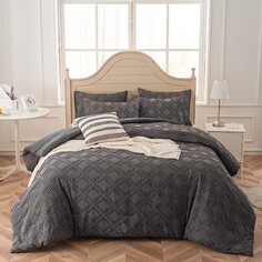 Комплект двуспального постельного белья Sleepbella King, 3 предмета, темно-серый