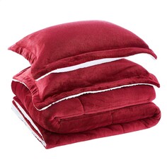 Комплект двуспального постельного белья Amazon Basics King, 3 предмета, бордовый