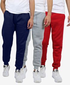 Мужские облегающие классические флисовые спортивные штаны-джоггеры slim fit heavyweight, упаковка из 3 шт. Galaxy By Harvic, мульти