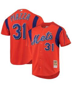 Мужская майка piazza orange new york mets cooperstown collection mesh batting practice jersey Mitchell &amp; Ness