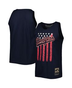 Мужская темно-синяя майка los angeles dodgers cooperstown collection stars and stripes Mitchell &amp; Ness, синий