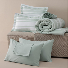 Комплект двуспального постельного белья Bedsure Queen, 7 предметов, зеленый/белый