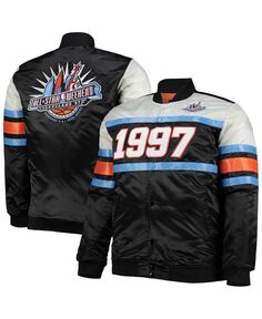 Мужская черная куртка big and tall hardwood classics 1997 nba all-star game, плотная атласная куртка на цельных кнопках Mitchell &amp; Ness, черный