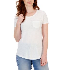 Женская футболка с круглым вырезом и короткими рукавами и карманами, созданная для macy&apos;s Style &amp; Co, белый