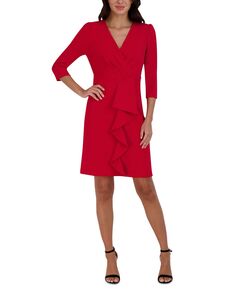 Женское плиссированное платье-футляр с оборками спереди julia jordan, красный