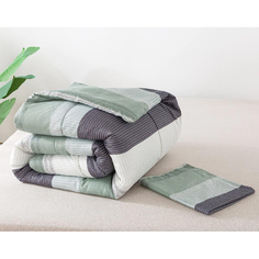 Комплект одеяло + наволочка Litanika Twin, 2 предмета, серый/зеленый