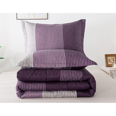 Комплект одеяло + наволочки Litanika King, 3 предмета, фиолетовый/серый