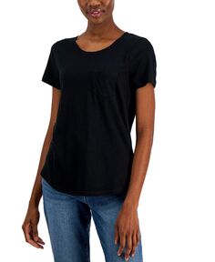 Женская футболка с круглым вырезом и короткими рукавами и карманами, созданная для macy&apos;s Style &amp; Co, мульти