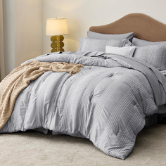 Комплект двуспального постельного белья Bedsure Twin, 6 предметов, серый