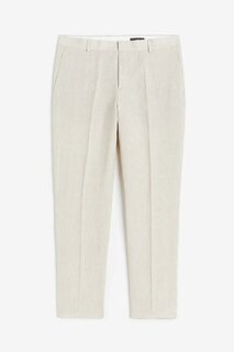 Брюки H&amp;M Slim Fit Linen Suit, светло-бежевый H&M