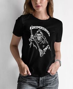 Женская футболка с надписью grim reaper word art LA Pop Art, черный
