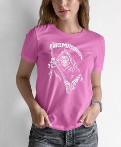 Женская футболка с надписью grim reaper word art LA Pop Art, розовый