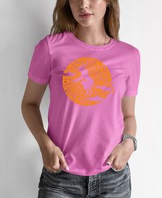 Женская футболка с надписью spooky witch word art LA Pop Art, розовый