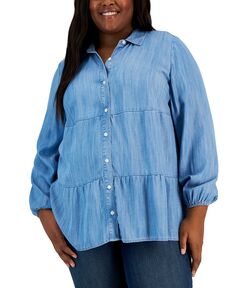 Рубашка-туника больших размеров с длинными рукавами, созданная для macy&apos;s Style &amp; Co, мульти