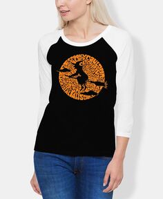 Женская футболка с надписью spooky witch raglan word art LA Pop Art, мульти