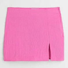Юбка H&amp;M Short Linen-blend, розовый H&M