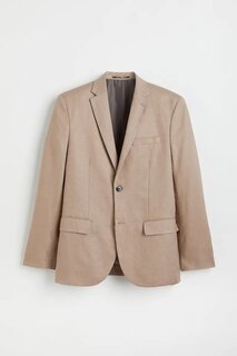 Пиджак H&amp;M Slim Fit Linen, бежевый H&M