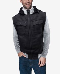 Мужская холщовая куртка-свитер с карманом на молнии и капюшоном из шерпы X-Ray, черный
